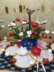 花笠　新調　梅に鶯　松竹梅